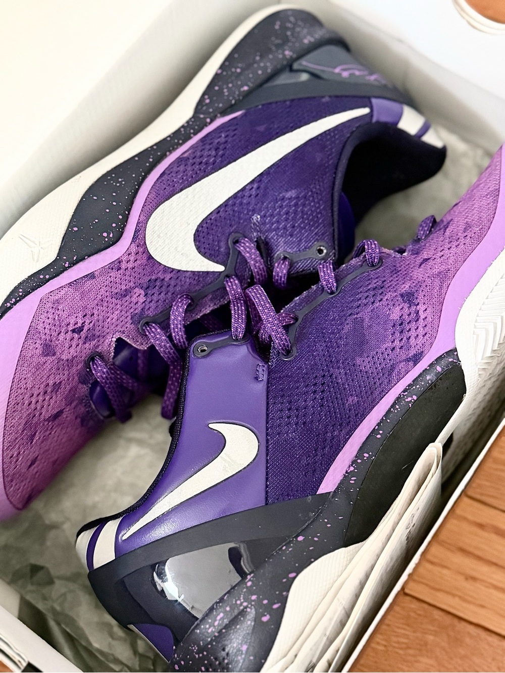 RARE Nike Kobe 8 Playoffs Purple Platinum Shoes Men 11.5